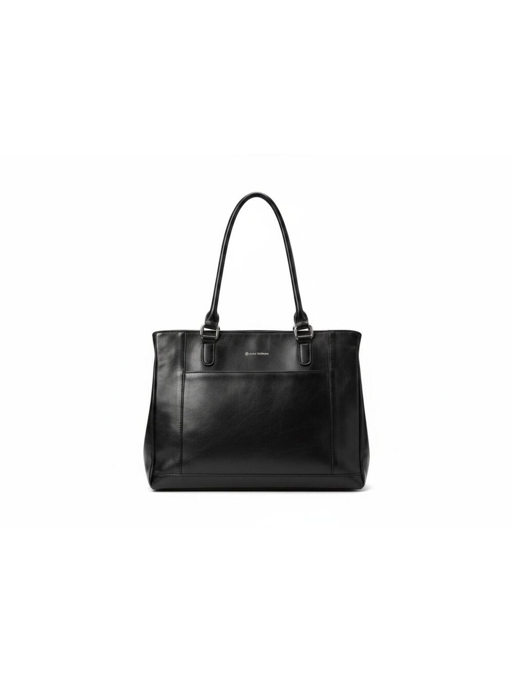 Giani Bernini Black Leather Handbag 13x9x6 Exterior Zip Pocket